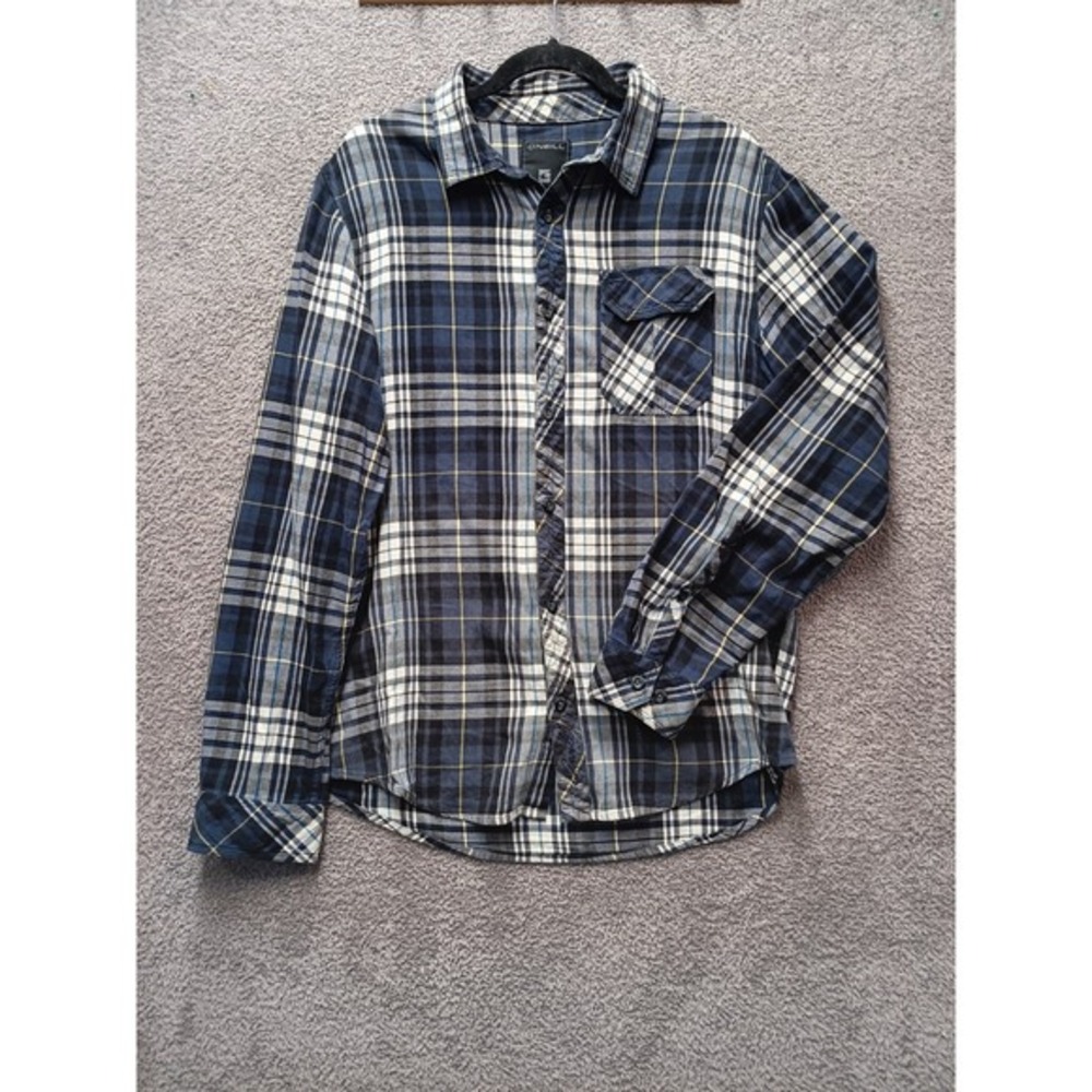 O'Neill Plaid Flannel Shirt Men Large Cotton Button Up Long Sleeve